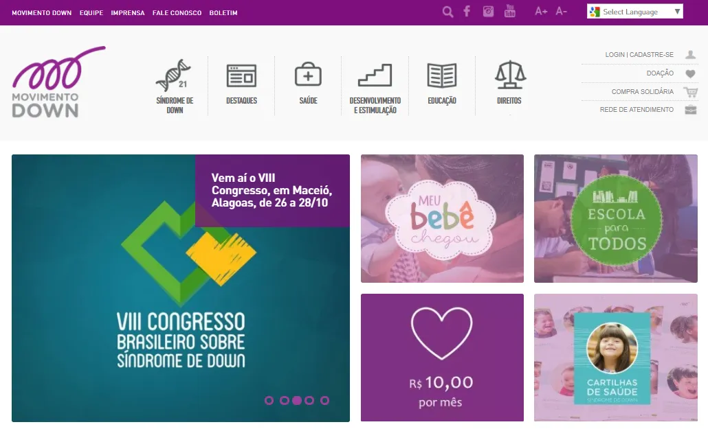 Movimento Down: um benchmark para sites de síndromes & doenças raras